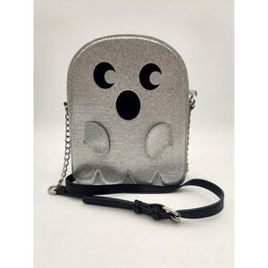 NWOT Mad Engine TikTok Viral Ghost Purse Silver Glitter Crossbody Bag Halloween‎
